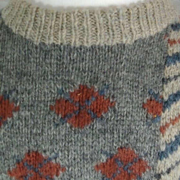 Vtg Nordic Fair Isle Ski Lodge Wool Mens Sweater - Picture 3 of 7